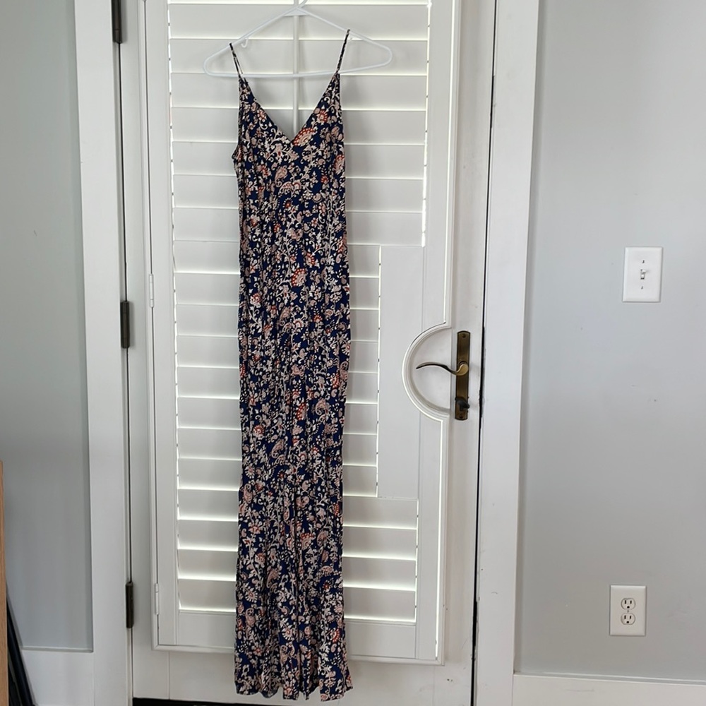 Zara Wide Leg Long Jumpsuit size XS Blue/Orange